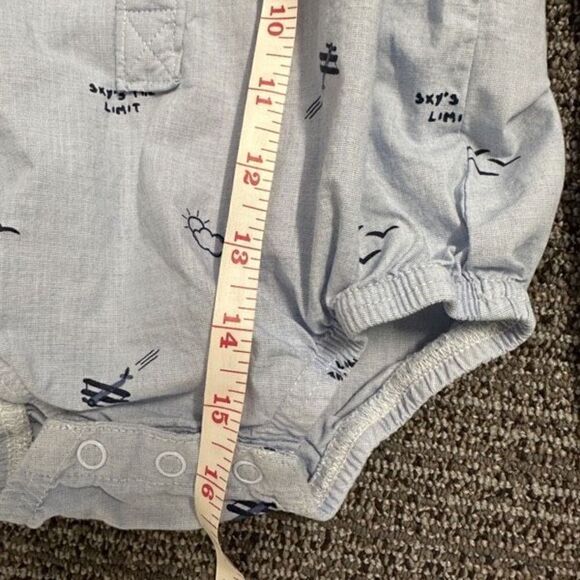 OshKosh B'Gosh Outfit Denim Overalls and Airplane Button Up - Picture 5 of 12